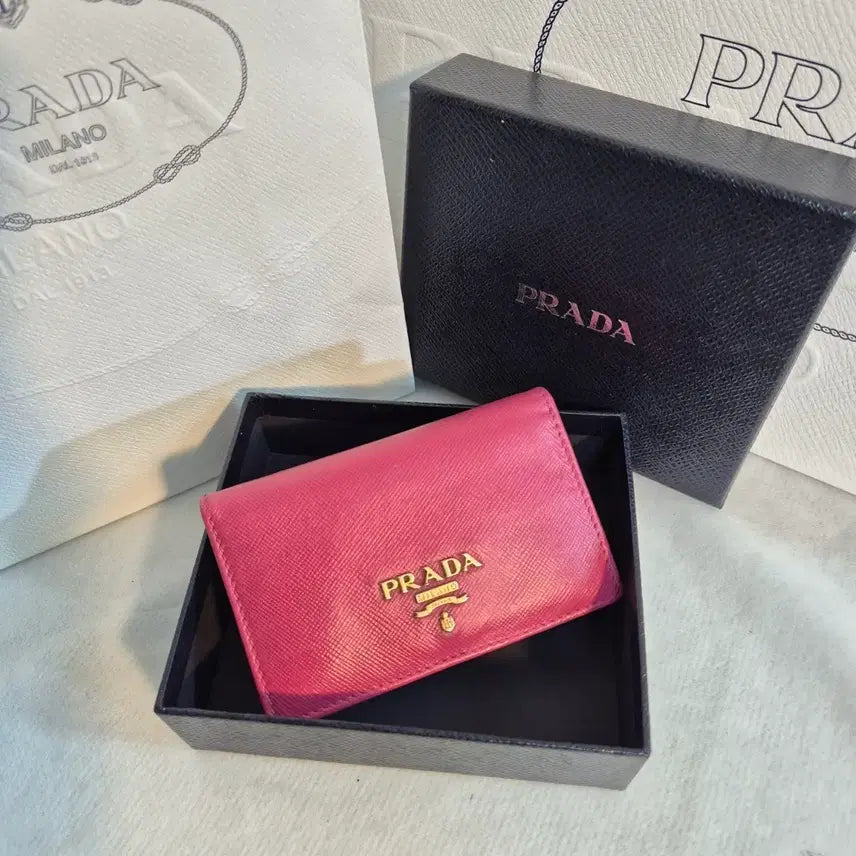 [BUNJANG] Prada Saffiano Pink Card Wallet / 프라다 사피아노 핑크 카드지갑