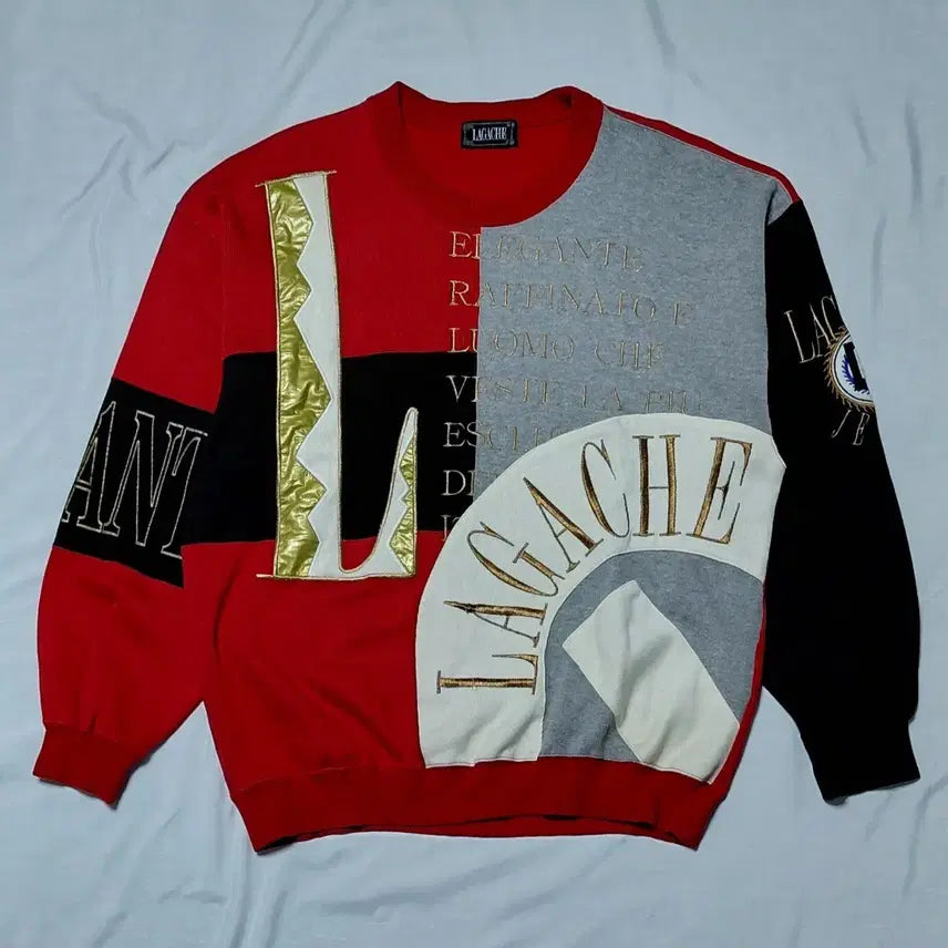 [BUNJANG] LAGACHE 90s Old School Embroidered Sweatshirt / 할인!! [L] 라가체(LAGACHE) 90s 올드스쿨 자수 맨투맨