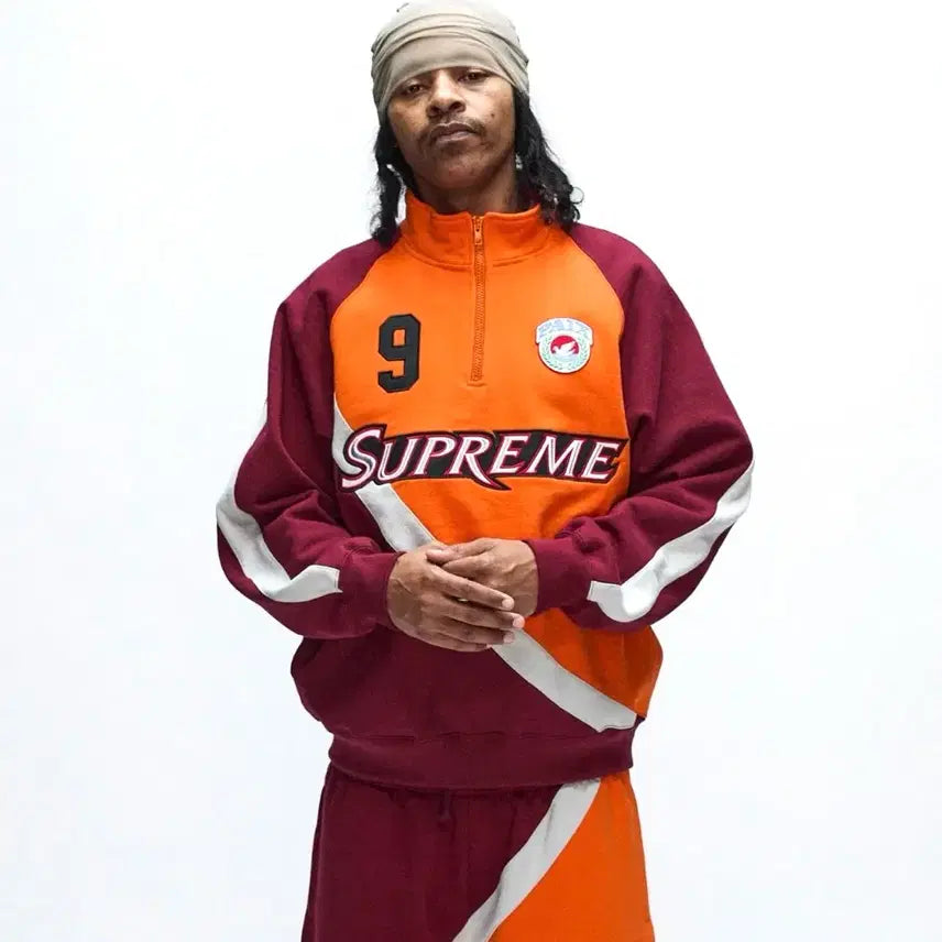 [BUNJANG] Supreme Equipe Half Zip Sweatshirt (L) / 슈프림 이큅 하프집업 맨투맨