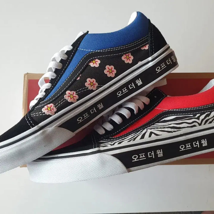 [BUNJANG] Vans Old Skool Korean Typography Racing Red Black / 반스 올드스쿨 코리안 타이포그래피 레이싱 레드 블랙