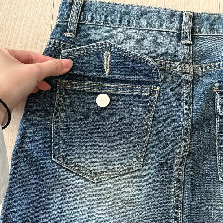 [BUNJANG] H-Line Denim Mini Skirt / 청스커트