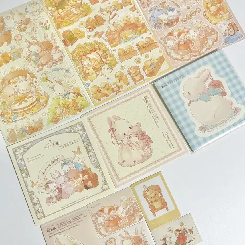 [BUNJANG] Dear Dolly Sticker Pack & Paper Bundle Set / 디어돌리 다꾸 문구 스티커팩+모조지팩 일괄