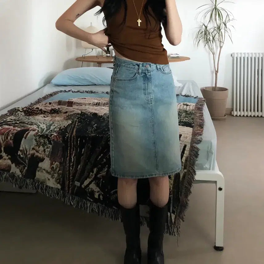 [BUNJANG] Frank Shore Midi Denim Skirt / 프랭크 SHORE MIDI DENIM SKIRT