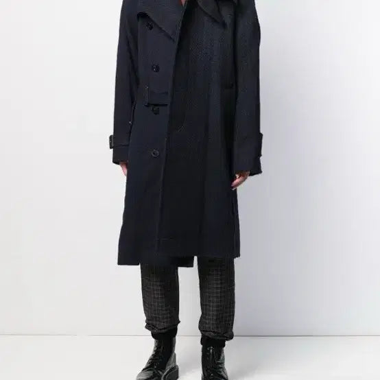 [BUNJANG] Sacai Mens Houndstooth Mixed Wool Trench Coat / Sacai Mens 19FW 하운스투스 믹스매치 울 트렌치 코트