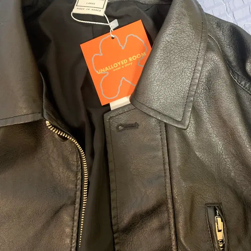 [BUNJANG] Unleashed Washed Leather Field Jacket (Black, L) / 어널로이드 워시드 레더 필드 자켓 / 블랙 L