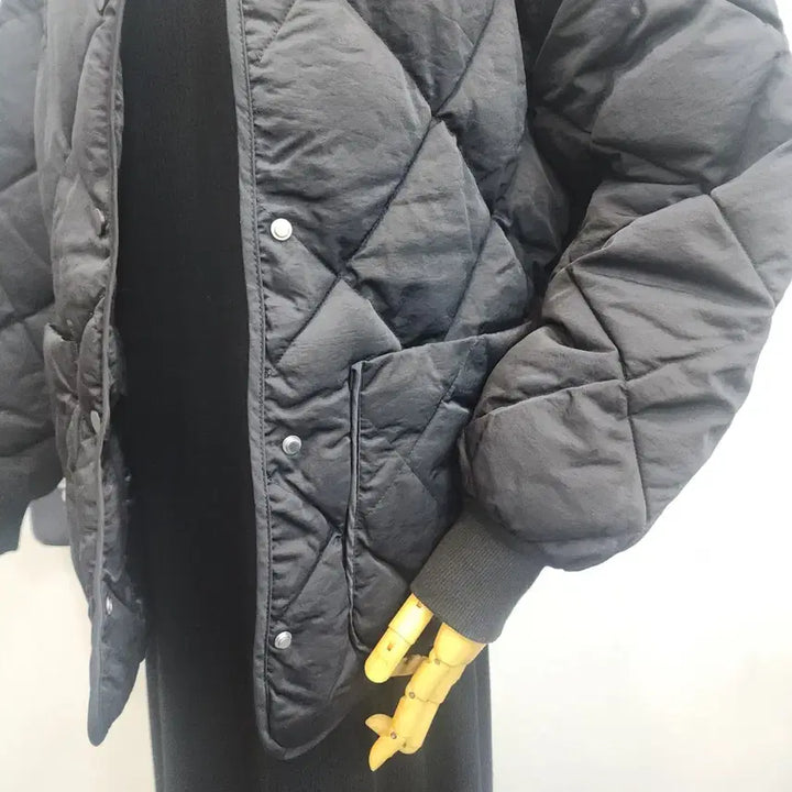[BUNJANG] Black Diamond Quilted Jacket / 블랙 다이아 퀼팅 누빔 자켓 free
