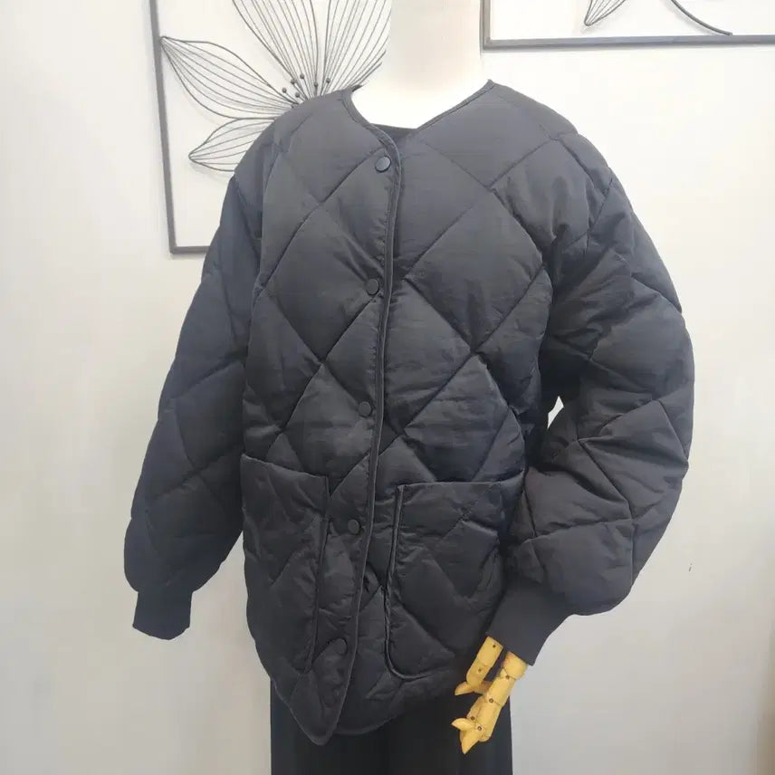 [BUNJANG] Black Diamond Quilted Jacket / 블랙 다이아 퀼팅 누빔 자켓 free