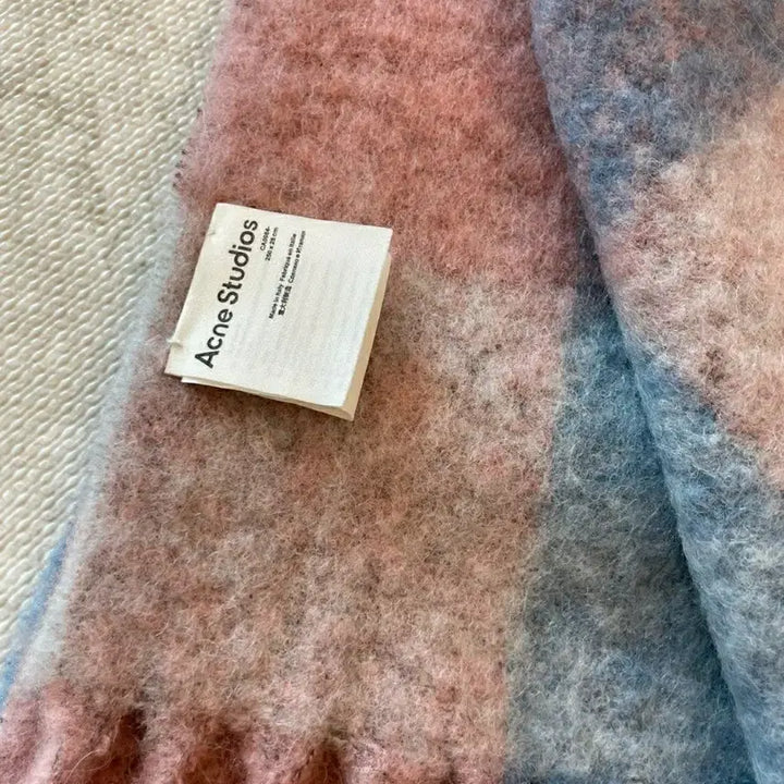 [BUNJANG] Acne Studios Check Mohair Scarf / 아크네 스튜디오 체크 머플러 핑크 블루 모헤어