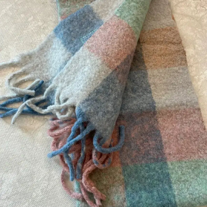 [BUNJANG] Acne Studios Check Mohair Scarf / 아크네 스튜디오 체크 머플러 핑크 블루 모헤어