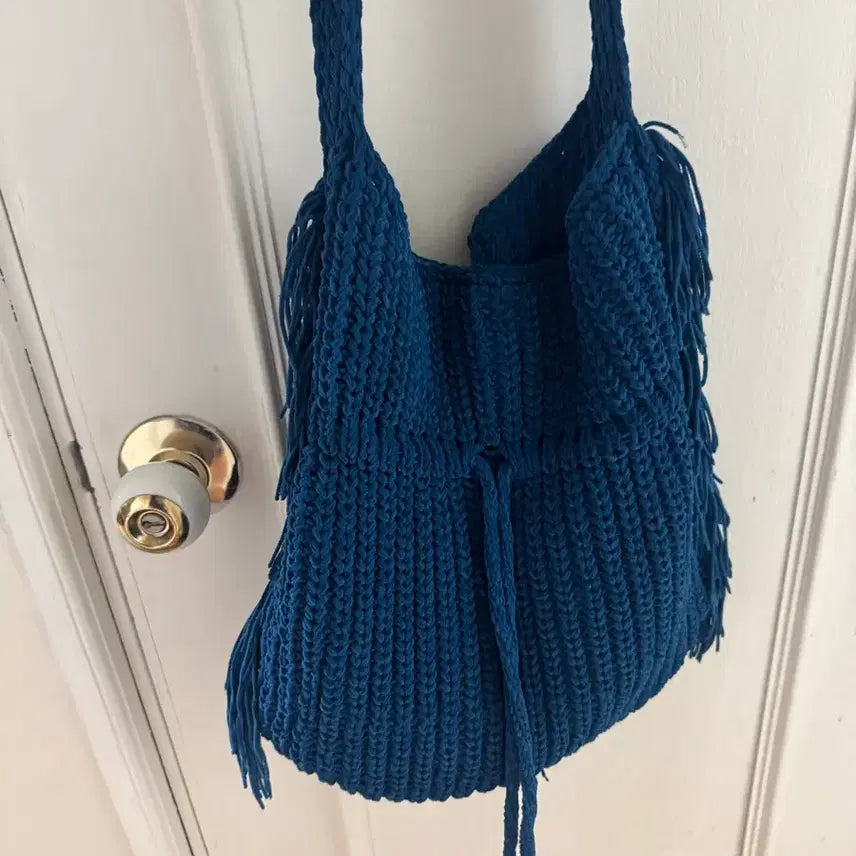 [BUNJANG] Bohemian Fringe Knit Crossbody Bag / 빈티지 보헤미안 프린지 니트 크로스백