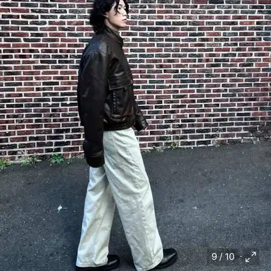 [BUNJANG] X:IN Maja Vintages Leather Jacket / 제뉴즈 마즈 빈타즈 레더 자켓 L 브라운
