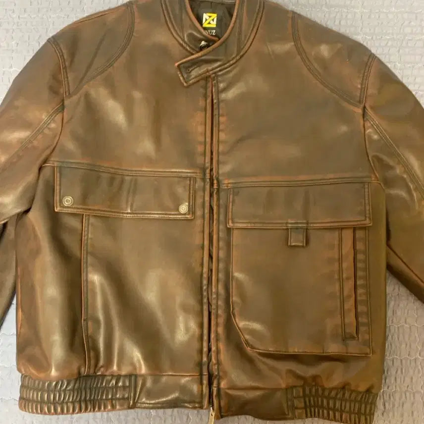 [BUNJANG] X:IN Maja Vintages Leather Jacket / 제뉴즈 마즈 빈타즈 레더 자켓 L 브라운