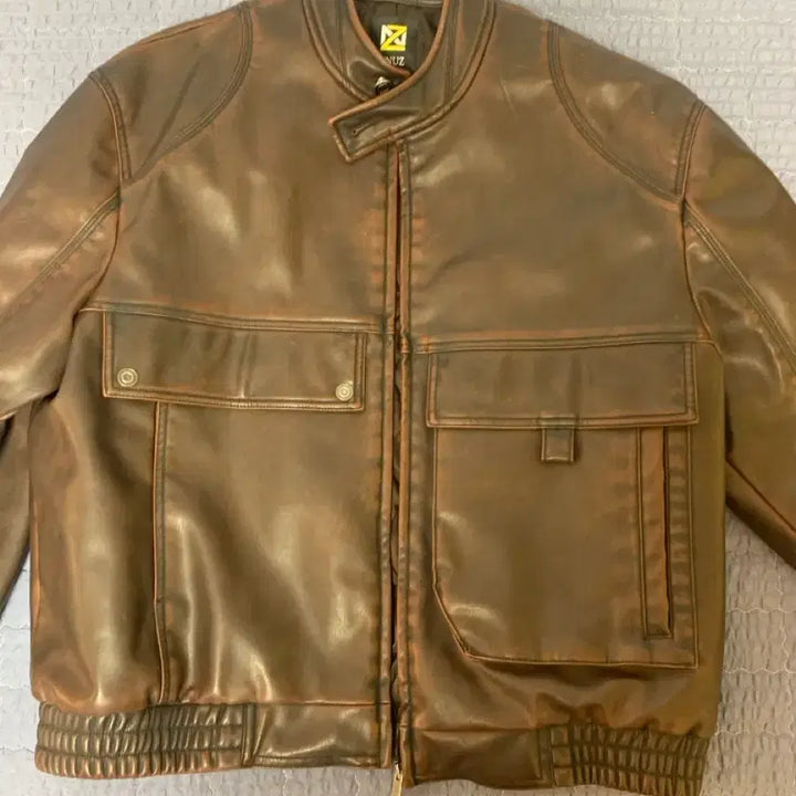 [BUNJANG] X:IN Maja Vintages Leather Jacket / 제뉴즈 마즈 빈타즈 레더 자켓 L 브라운