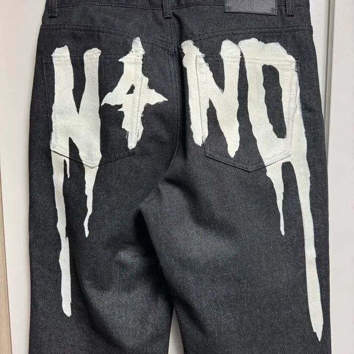 [BUNJANG] Not4nerd Drip Logo Denim - Black (L Size) / [L size] 낫포너드 Drip Logo Denim - Black