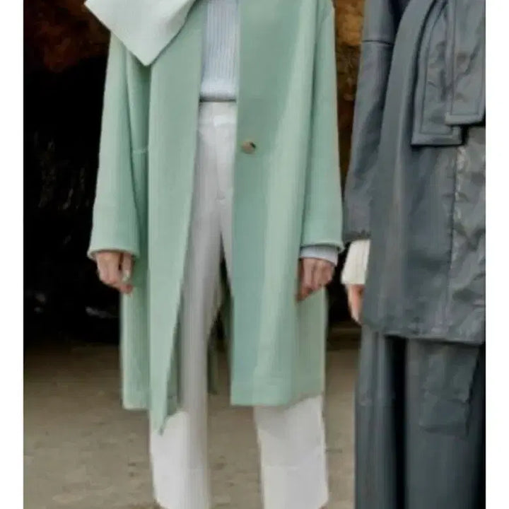 [BUNJANG] Vince No Collar Wool Coat / 빈스노카라울코트