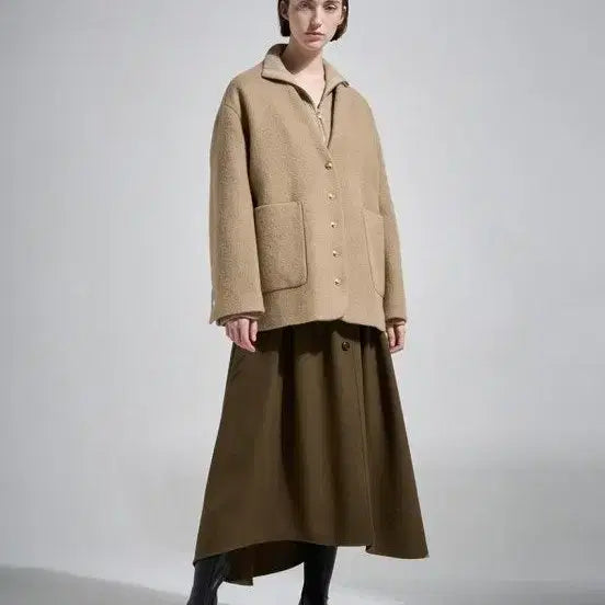 [BUNJANG] System 23FW Collarless Coat - Camel / 23FW 시스템 칼라리스 코트- 최종가