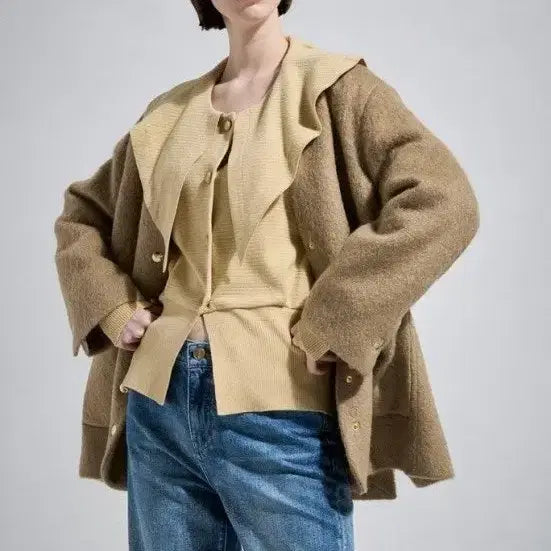 [BUNJANG] System 23FW Collarless Coat - Camel / 23FW 시스템 칼라리스 코트- 최종가