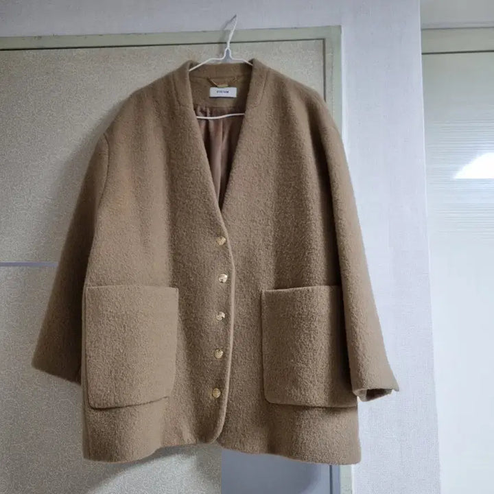 [BUNJANG] System 23FW Collarless Coat - Camel / 23FW 시스템 칼라리스 코트- 최종가
