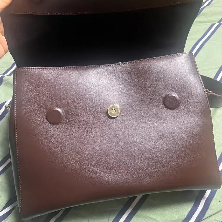 [BUNJANG] Brown Leather Shoulder Tote Bag / 브라운 레더 숄더백 토트백
