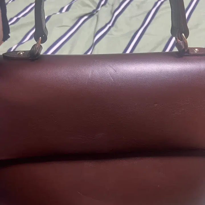 [BUNJANG] Brown Leather Shoulder Tote Bag / 브라운 레더 숄더백 토트백