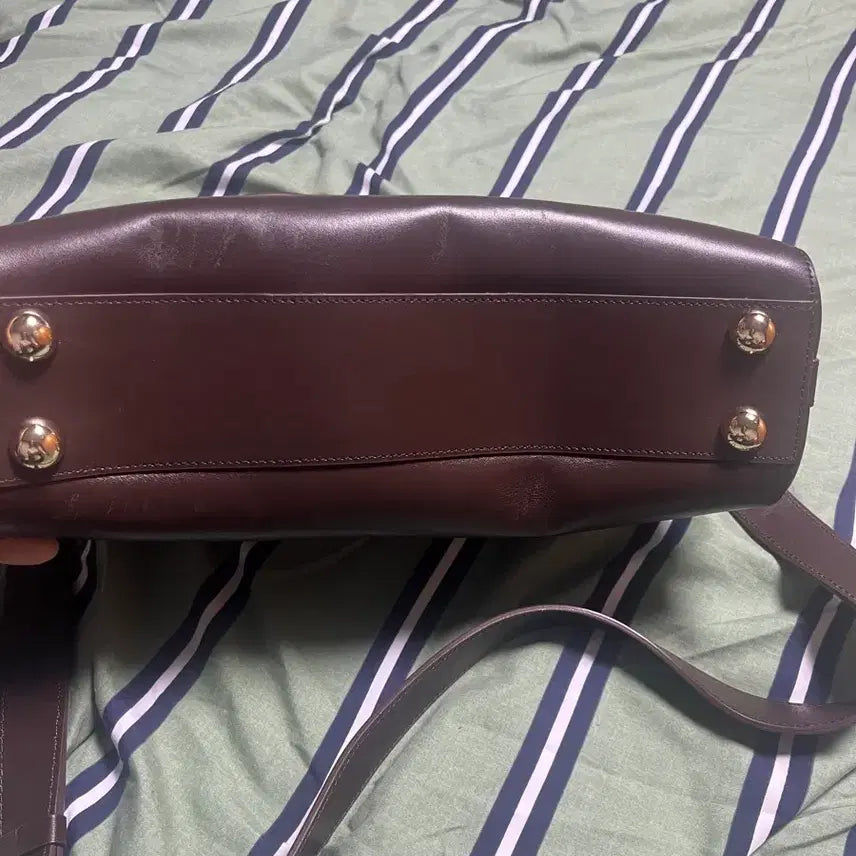 [BUNJANG] Brown Leather Shoulder Tote Bag / 브라운 레더 숄더백 토트백