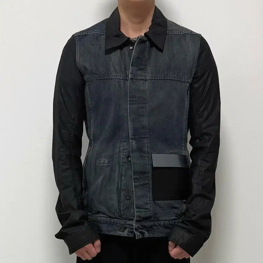 [BUNJANG] Rick Owens DRKSHDW Leather Denim Jacket Hustler Blue / [L] 릭오웬스 15SS 다크쉐도우 가죽 데님 자켓 허슬러 블루
