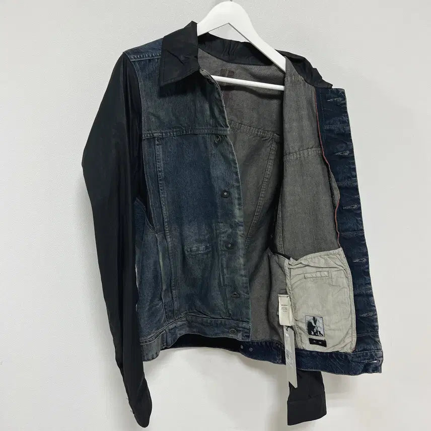 [BUNJANG] Rick Owens DRKSHDW Leather Denim Jacket Hustler Blue / [L] 릭오웬스 15SS 다크쉐도우 가죽 데님 자켓 허슬러 블루