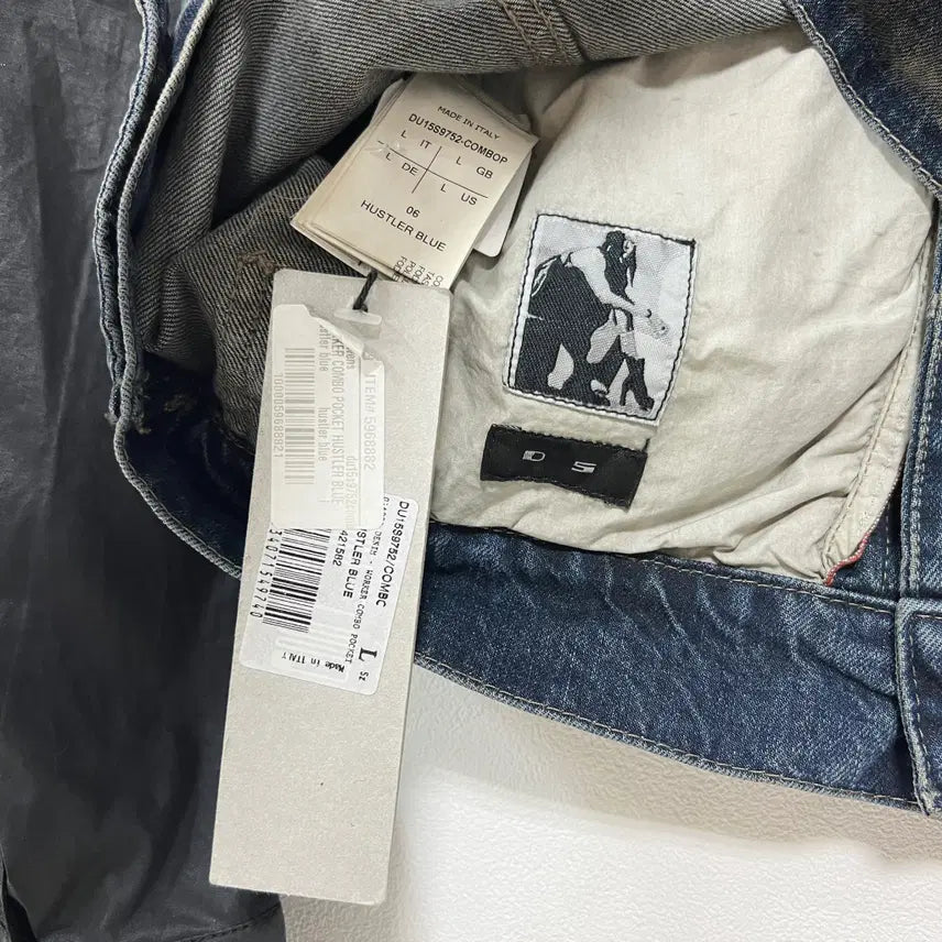 [BUNJANG] Rick Owens DRKSHDW Leather Denim Jacket Hustler Blue / [L] 릭오웬스 15SS 다크쉐도우 가죽 데님 자켓 허슬러 블루