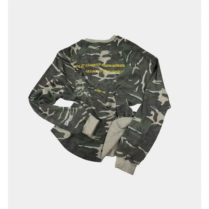 [BUNJANG] Kasual Camouflage Waffle Long Sleeve Shirt / Kasual manual
