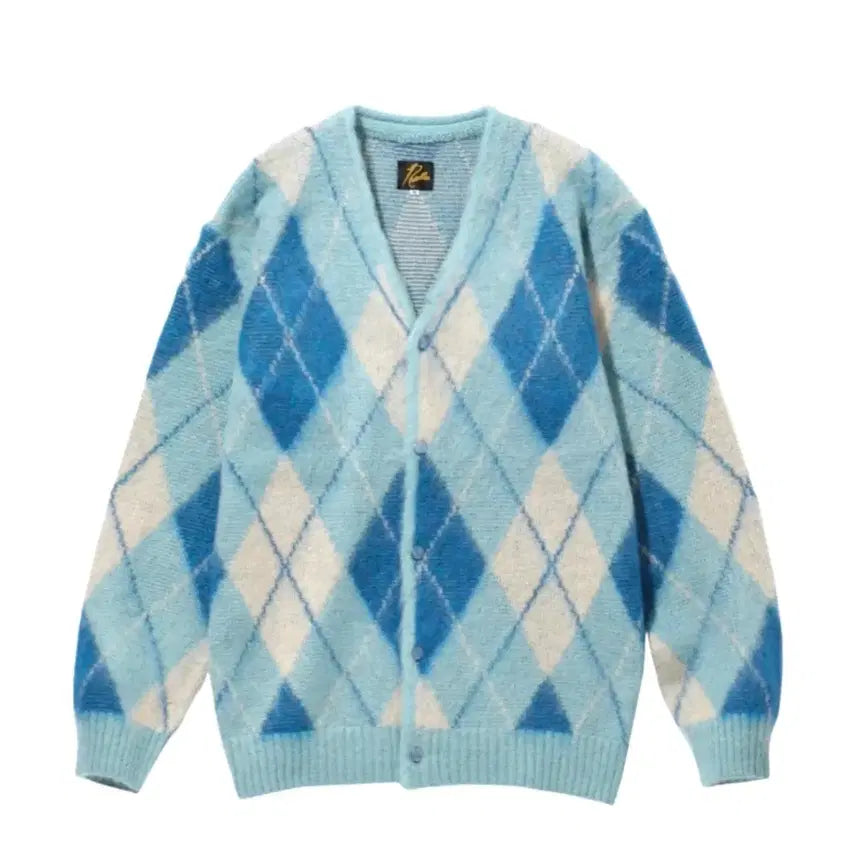 [BUNJANG] Needles Argyle Mohair Cardigan Blue XL / 니들스 모헤어 가디건 아가일 블루 xl 새상품