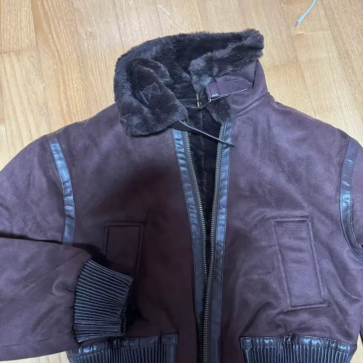 [BUNJANG] Brown Crop Faux Mouton Jacket (S) / 브라운 크롭 무스탕 s