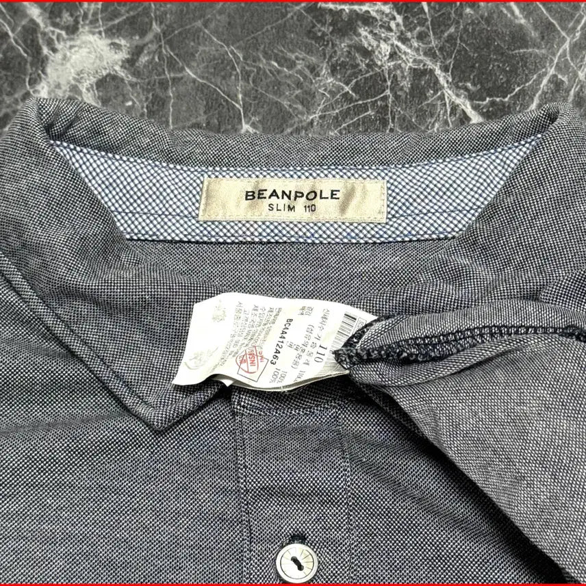[BUNJANG] Beanpole Slim Fit Long Sleeve Polo Shirt / 빈폴/긴팔 카라티셔츠/슬림110사이즈/왕코구제(D-53)