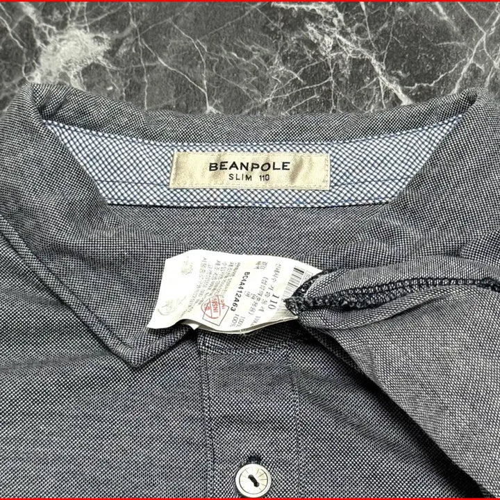 [BUNJANG] Beanpole Slim Fit Long Sleeve Polo Shirt / 빈폴/긴팔 카라티셔츠/슬림110사이즈/왕코구제(D-53)