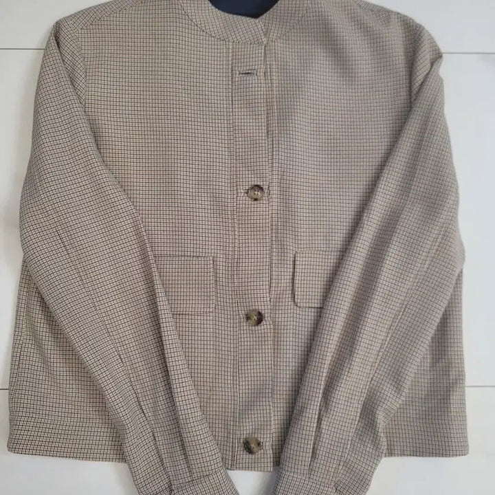 [BUNJANG] Modi Atico Check No Collar Jacket / 모디아티코 체크 노카라 자켓