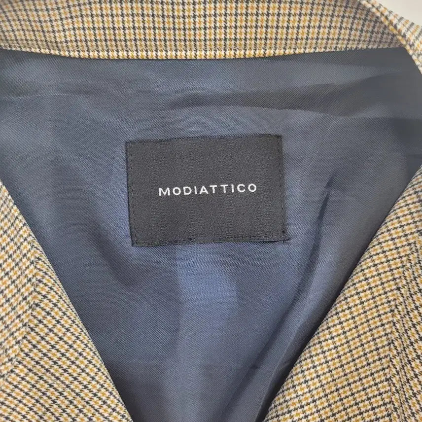 [BUNJANG] Modi Atico Check No Collar Jacket / 모디아티코 체크 노카라 자켓