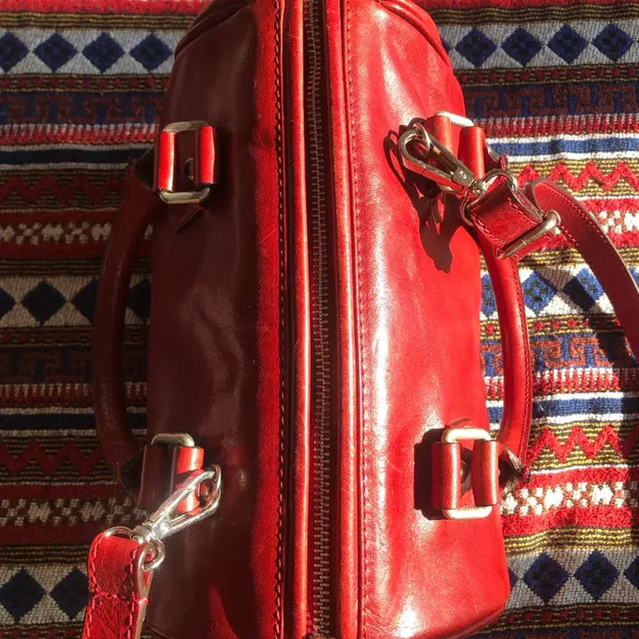 [BUNJANG] Vintage Italian Red Mini Boston Bag / 빈티지 이탈리아 레드 미니 보스턴백