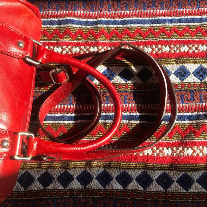 [BUNJANG] Vintage Italian Red Mini Boston Bag / 빈티지 이탈리아 레드 미니 보스턴백