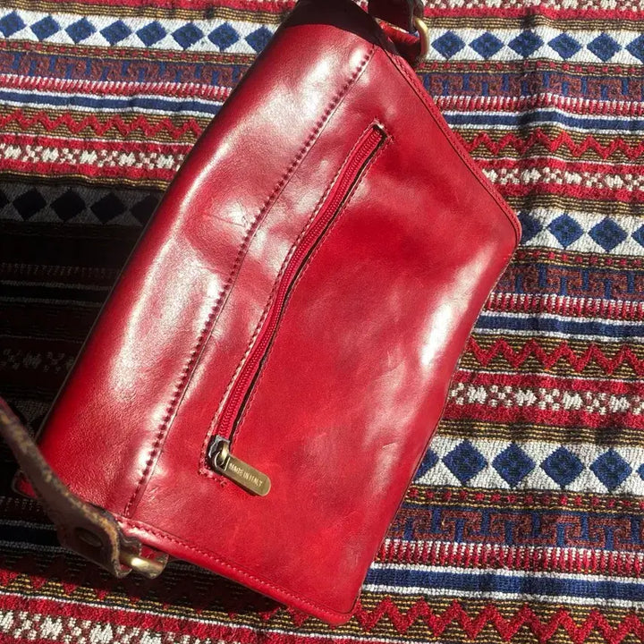 [BUNJANG] Vintage Italian Red Satchel Crossbody Bag / 빈티지 이탈리아 레드 사첼백 크로스백
