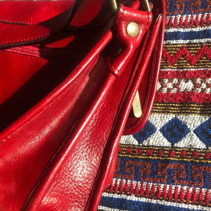 [BUNJANG] Vintage Italian Red Satchel Crossbody Bag / 빈티지 이탈리아 레드 사첼백 크로스백