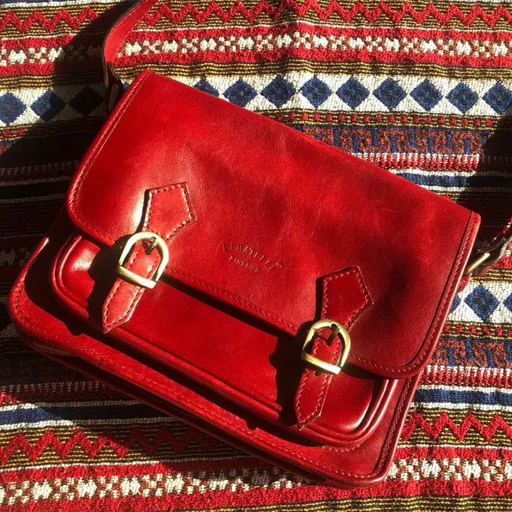 [BUNJANG] Vintage Italian Red Satchel Crossbody Bag / 빈티지 이탈리아 레드 사첼백 크로스백