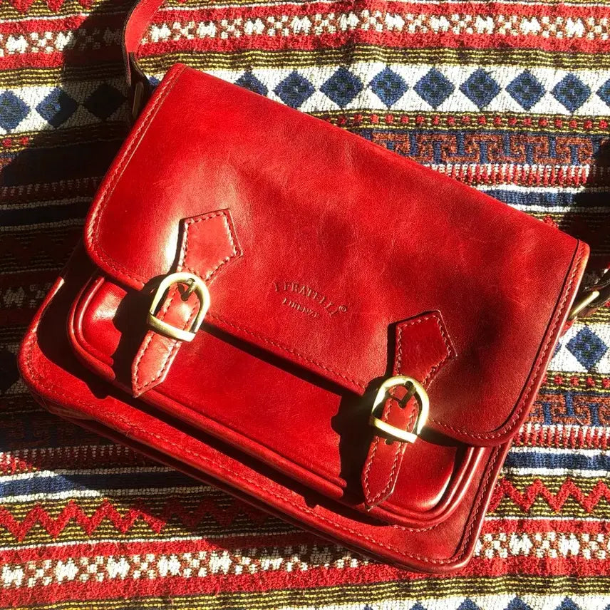 [BUNJANG] Vintage Italian Red Satchel Crossbody Bag / 빈티지 이탈리아 레드 사첼백 크로스백