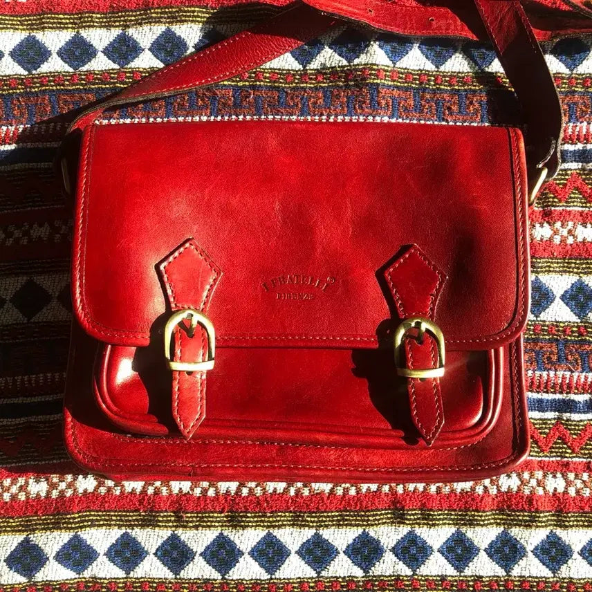 [BUNJANG] Vintage Italian Red Satchel Crossbody Bag / 빈티지 이탈리아 레드 사첼백 크로스백