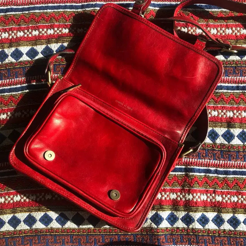 [BUNJANG] Vintage Italian Red Satchel Crossbody Bag / 빈티지 이탈리아 레드 사첼백 크로스백