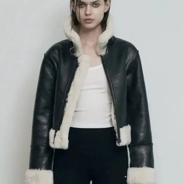 [BUNJANG] Bohemian Seoul 23FW Shearing Mouton Black / 보헤미안서울 23FW 슬림핏 시어링 무스탕 블랙