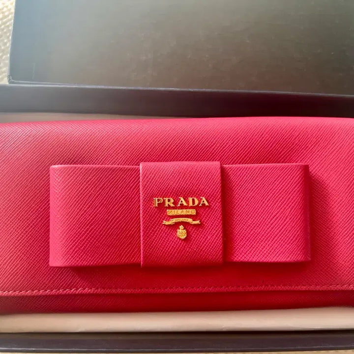 [BUNJANG] Prada Saffiano Long Wallet / 새상품//프라다 사피아노 리본 장지갑 핫핑크