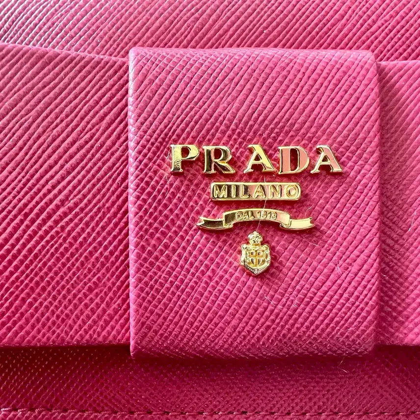 [BUNJANG] Prada Saffiano Long Wallet / 새상품//프라다 사피아노 리본 장지갑 핫핑크