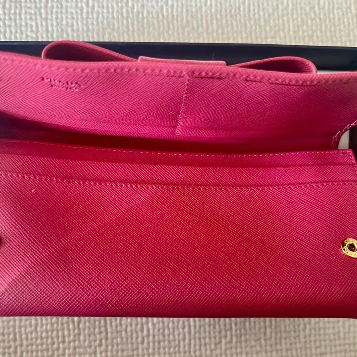[BUNJANG] Prada Saffiano Long Wallet / 새상품//프라다 사피아노 리본 장지갑 핫핑크