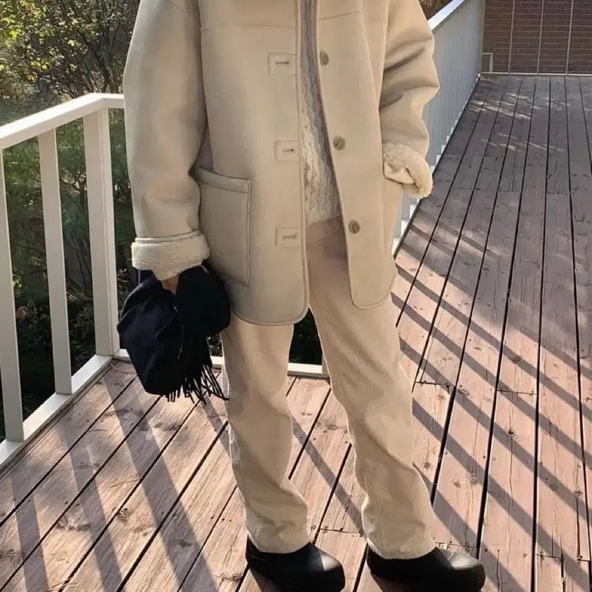 [BUNJANG] Brunch Reversible Mouton Jacket Ivory / 브런치 리버시블 무스탕 아이보리