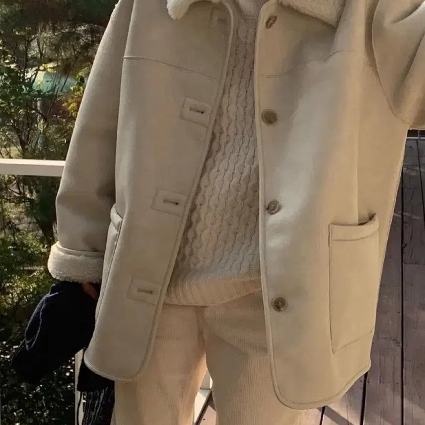 [BUNJANG] Brunch Reversible Mouton Jacket Ivory / 브런치 리버시블 무스탕 아이보리