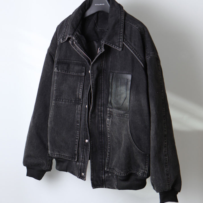 [BUNJANG] Junji Leather Pocket Denim Jacket / 주카스페이스에서 만든 준지맛 가죽포켓 데님 자켓 점퍼 팝니다(*탈부착O)